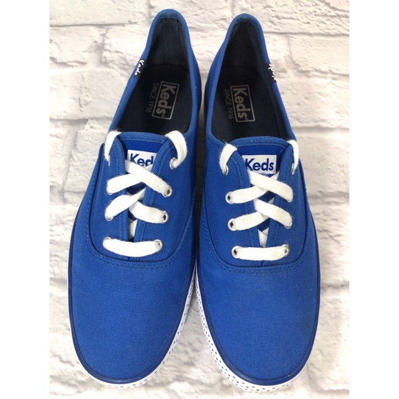 Keds Platform Blue Polka Dot Low Top Lace up - Picture 2 of 7